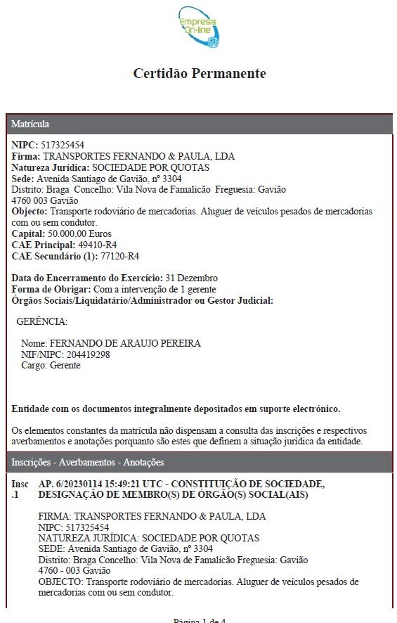 Participações Sociais em VILA NOVA DE FAMALICÃO E CALENDÁRIO